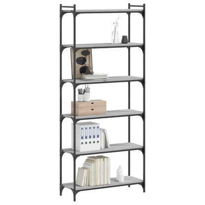 vidaXL Bücherregal 6 Böden Grau Sonoma 80x30x188 cm Holzwerkstoff