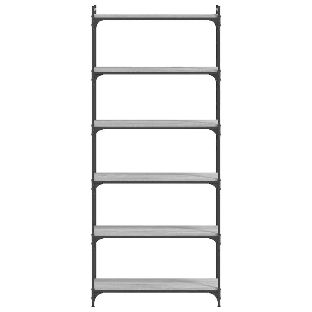 vidaXL Bücherregal 6 Böden Grau Sonoma 80x30x188 cm Holzwerkstoff