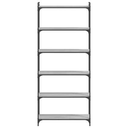vidaXL Bücherregal 6 Böden Grau Sonoma 80x30x188 cm Holzwerkstoff