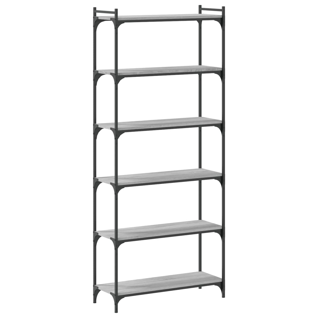 vidaXL Bücherregal 6 Böden Grau Sonoma 80x30x188 cm Holzwerkstoff