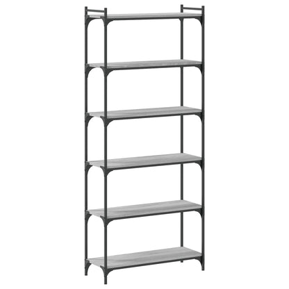 vidaXL Bücherregal 6 Böden Grau Sonoma 80x30x188 cm Holzwerkstoff