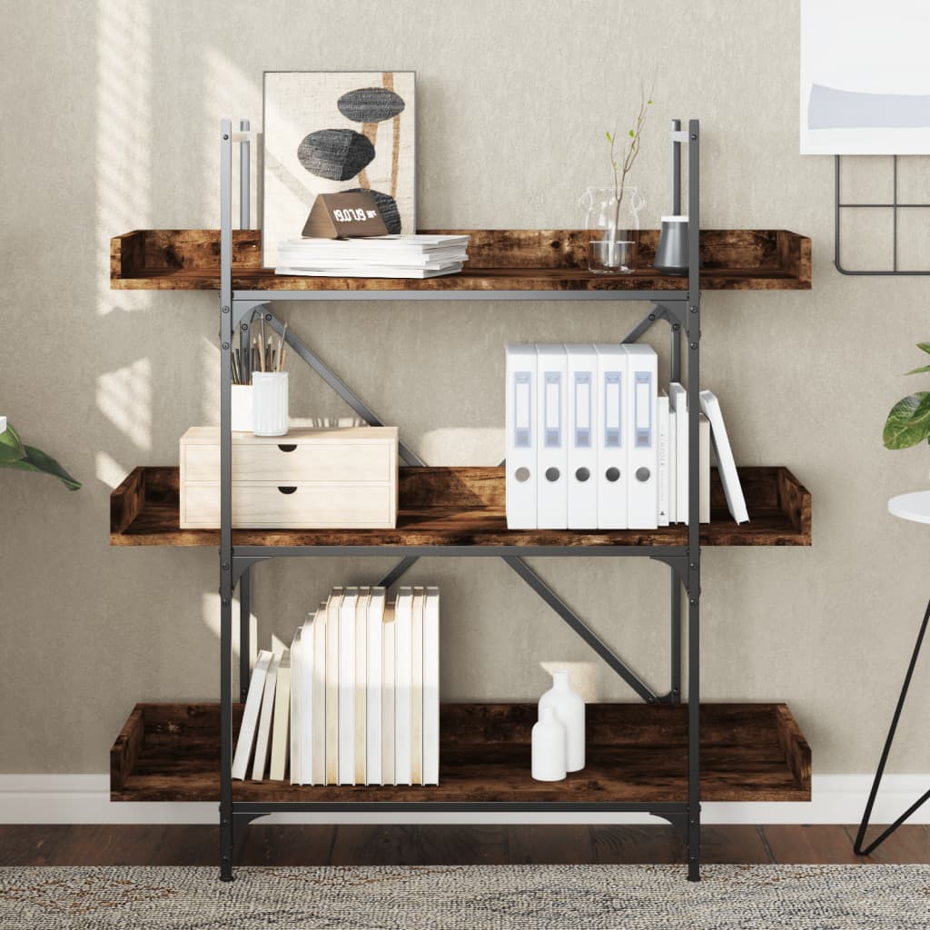 vidaXL Bücherregal 3 Böden Räuchereiche 100x33x108,5 cm Holzwerkstoff