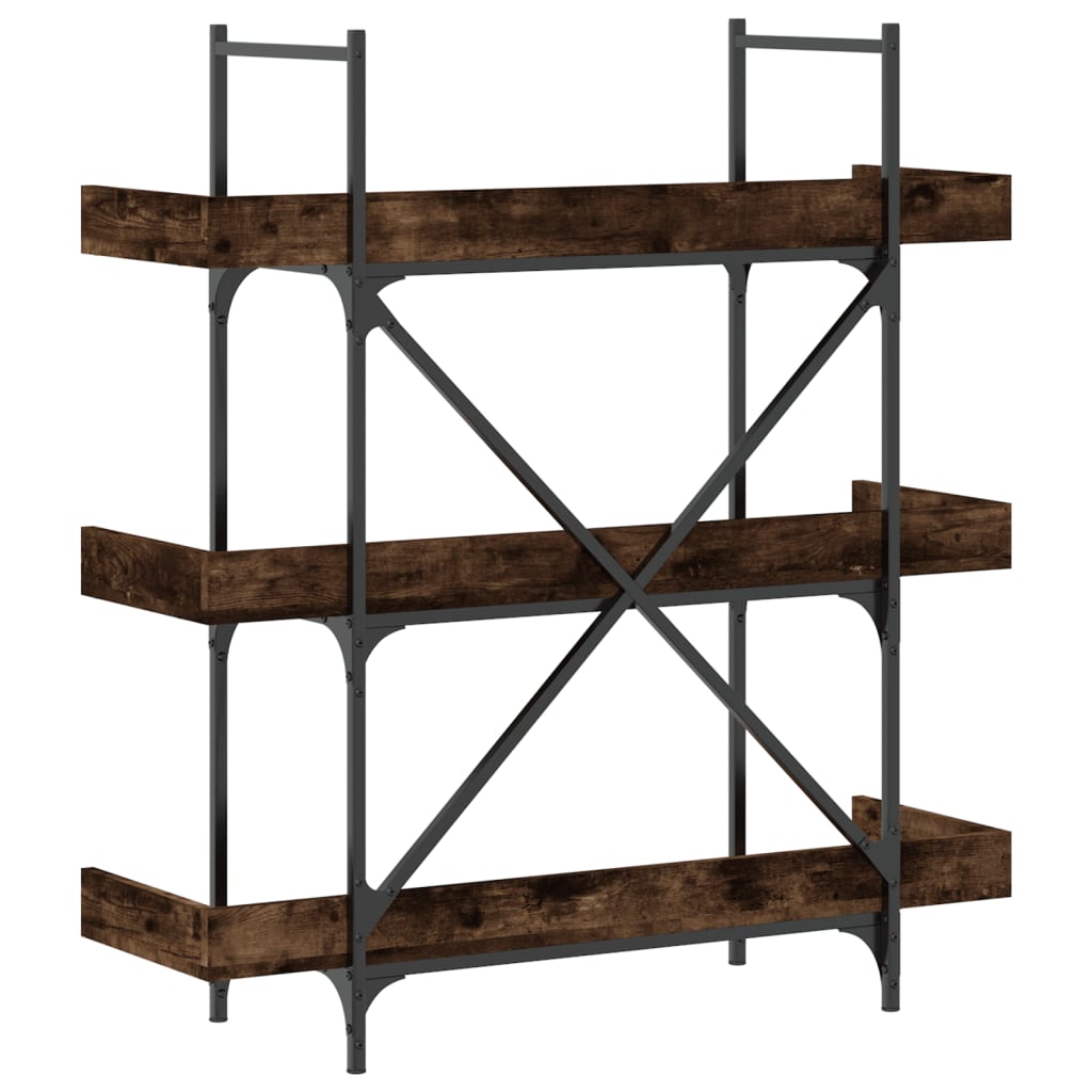 vidaXL Bücherregal 3 Böden Räuchereiche 100x33x108,5 cm Holzwerkstoff