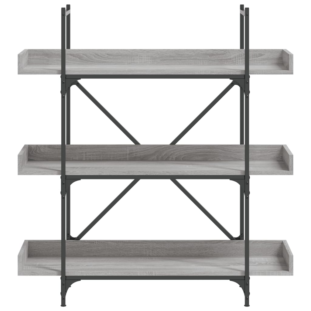 vidaXL Bücherregal 3 Böden Grau Sonoma 100x33x108,5 cm Holzwerkstoff