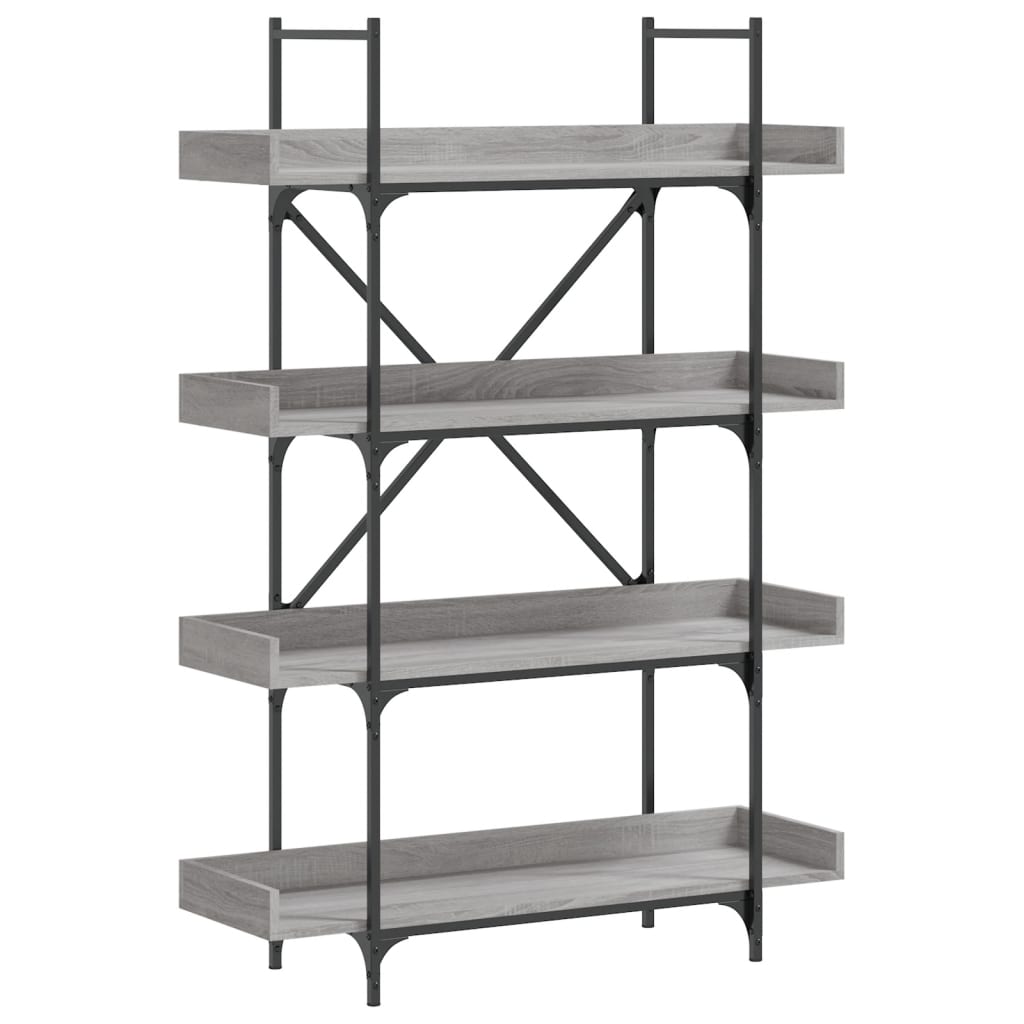vidaXL Bücherregal 4 Böden Grau Sonoma 100x33x145,5 cm Holzwerkstoff