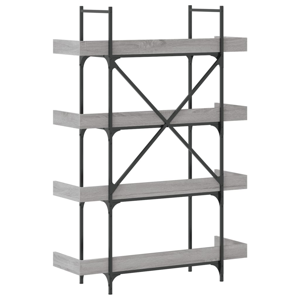 vidaXL Bücherregal 4 Böden Grau Sonoma 100x33x145,5 cm Holzwerkstoff