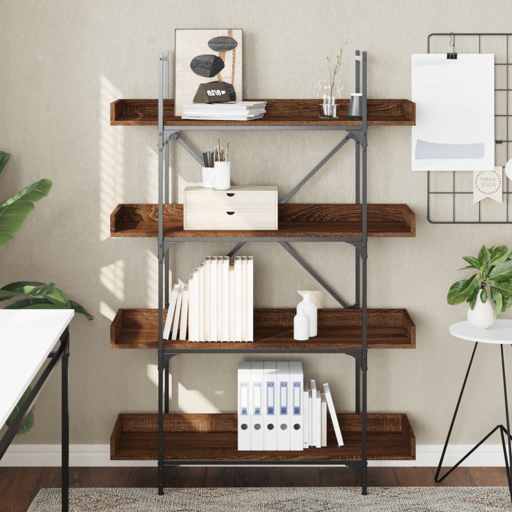 vidaXL Bücherregal 4 Böden Braun Eiche-Optik 100x33x145,5 cm
