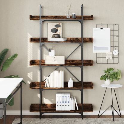 vidaXL Bücherregal 5 Böden Räuchereiche 100x33x180,5 cm Holzwerkstoff