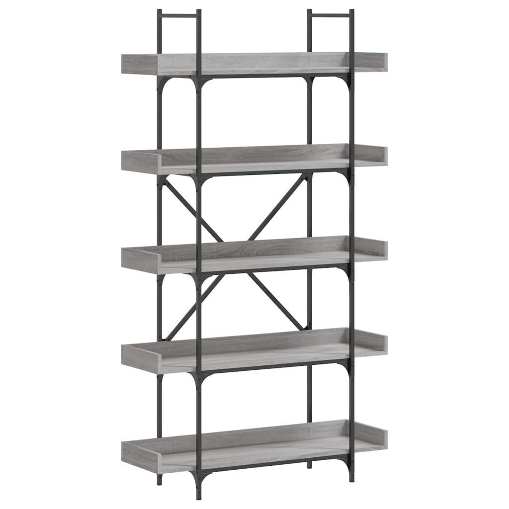 vidaXL Bücherregal 5 Böden Grau Sonoma 100x33x180,5 cm Holzwerkstoff