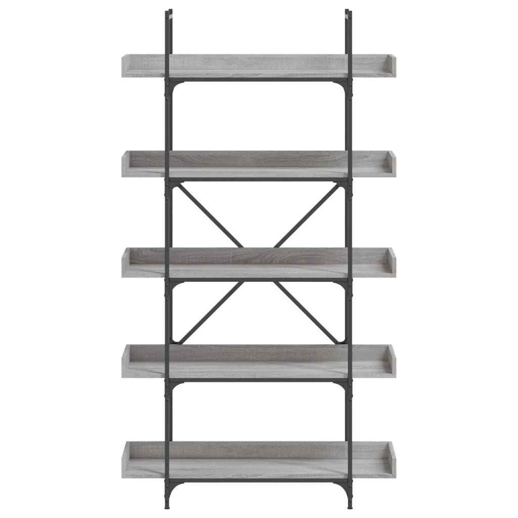 vidaXL Bücherregal 5 Böden Grau Sonoma 100x33x180,5 cm Holzwerkstoff