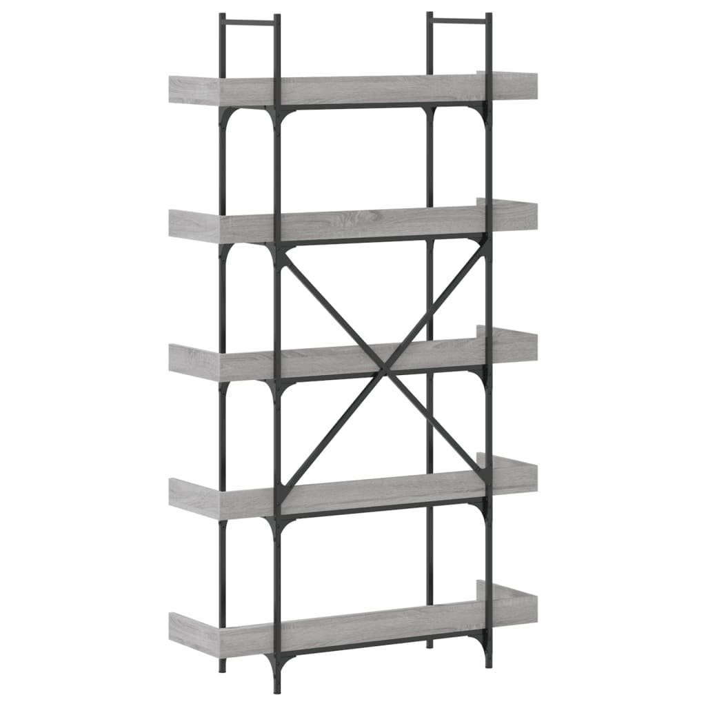 vidaXL Bücherregal 5 Böden Grau Sonoma 100x33x180,5 cm Holzwerkstoff