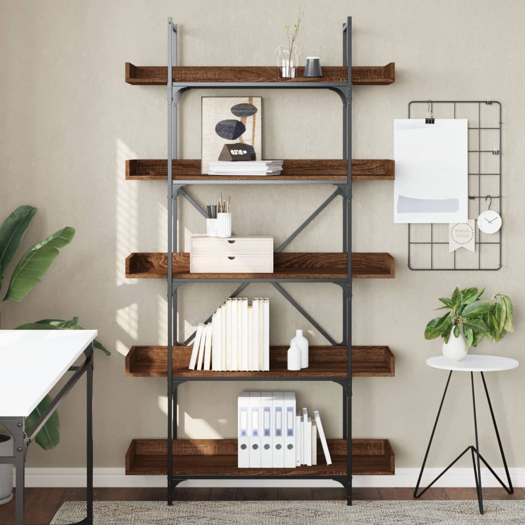 vidaXL Bücherregal 5 Böden Braun Eiche-Optik 100x33x180,5 cm