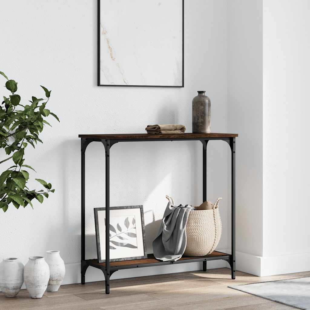 vidaXL Table console aspect chêne marron 75x30,5x75 cm Bois d'ingénierie