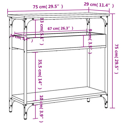 vidaXL Konsolentisch mit Ablage Räuchereiche 75x29x75cm Holzwerkstoff