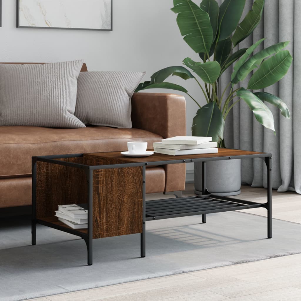 vidaXL Couchtisch mit Regal Braun Eichen-Optik 100x51x40 cm