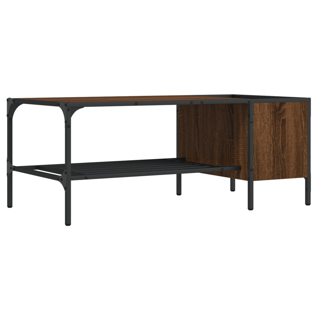 vidaXL Couchtisch mit Regal Braun Eichen-Optik 100x51x40 cm