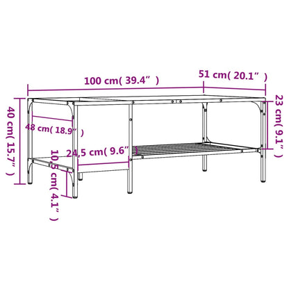 vidaXL Couchtisch mit Regal Braun Eichen-Optik 100x51x40 cm