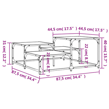 vidaXL Couchtisch Grau Sonoma 87,5x87,5x40 cm Holzwerkstoff