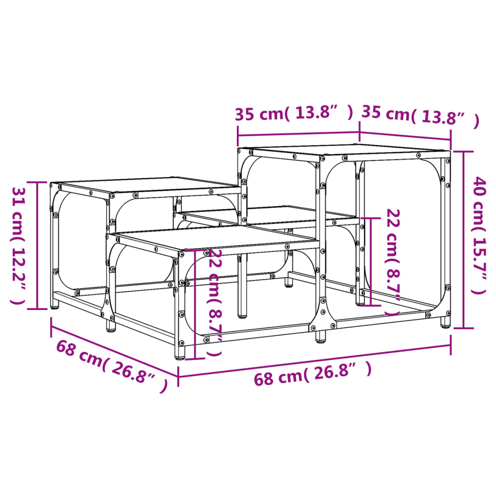 vidaXL Couchtisch Schwarz 68x68x40 cm Holzwerkstoff