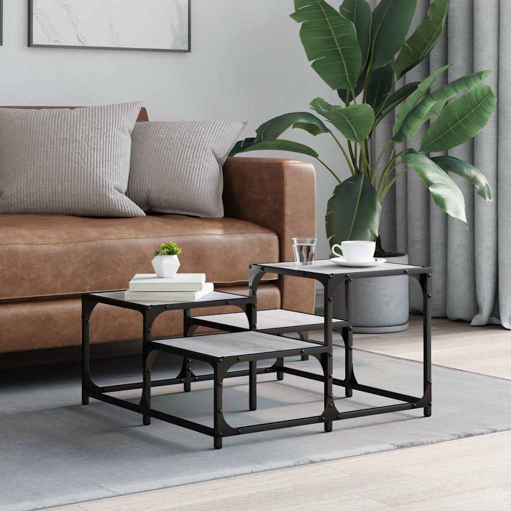 vidaXL Couchtisch Grau Sonoma 68x68x40 cm Holzwerkstoff