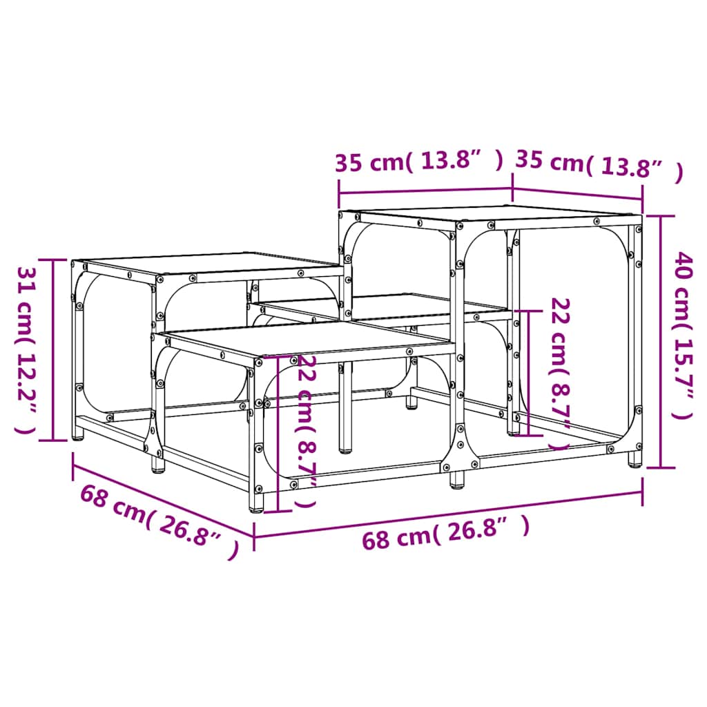 vidaXL Couchtisch Grau Sonoma 68x68x40 cm Holzwerkstoff