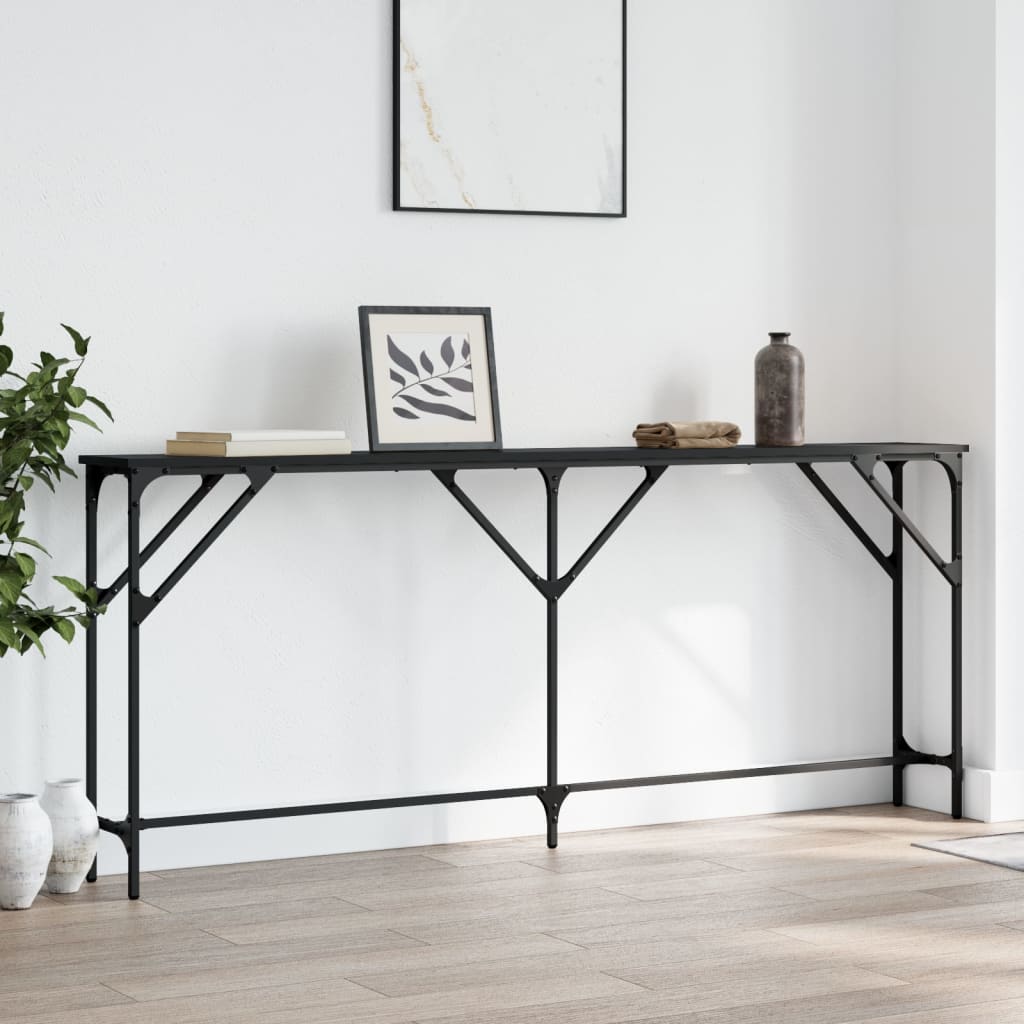 vidaXL Console Noir 180x23x75 cm Bois d'ingénierie