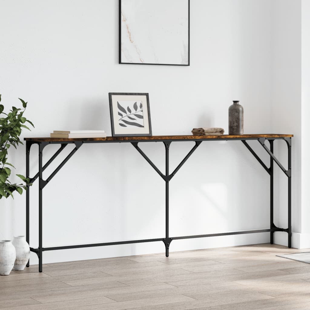 vidaXL Table console chêne fumé 180x23x75 cm en bois d'ingénierie