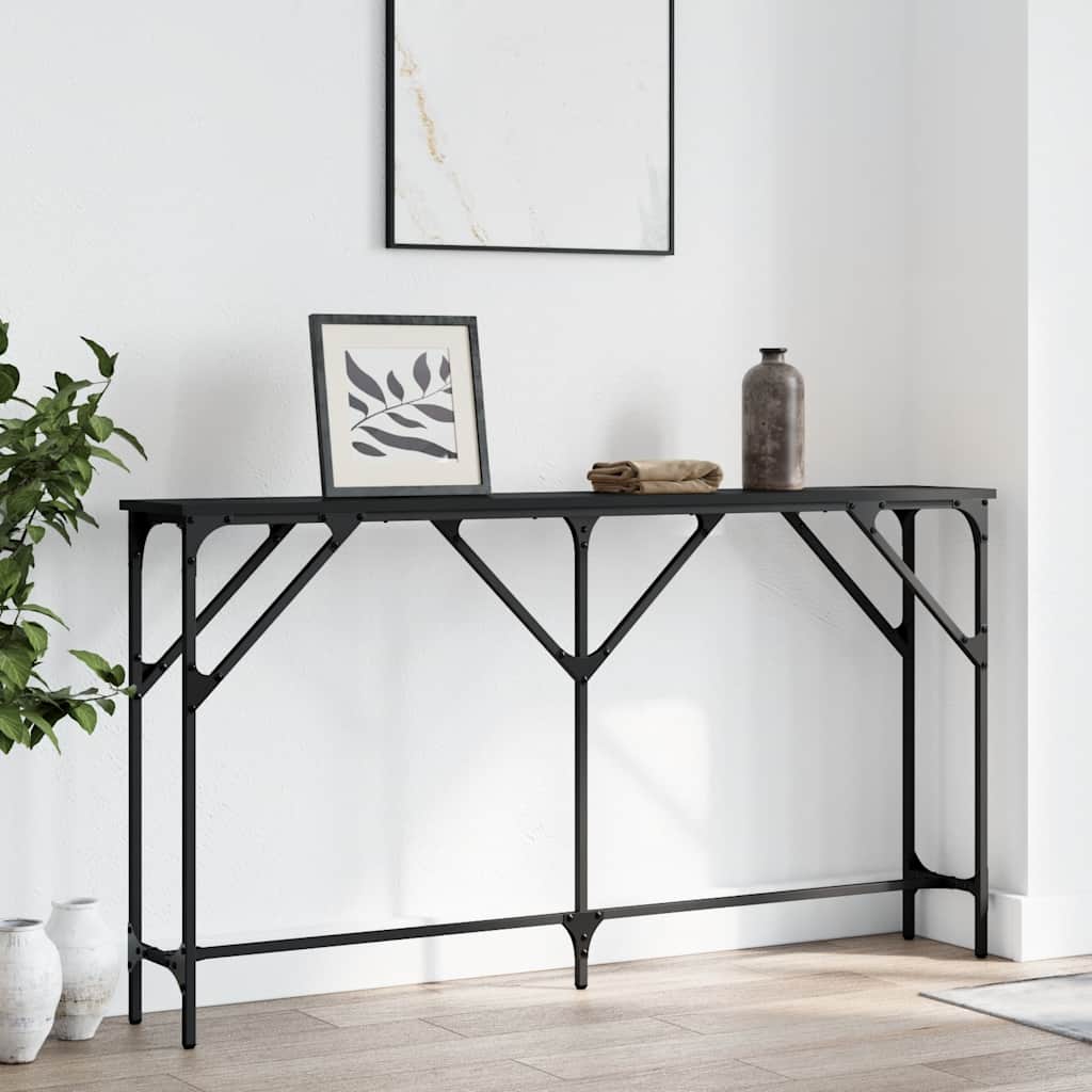 vidaXL Console table Noir 140x23x75 cm Bois d'ingénierie