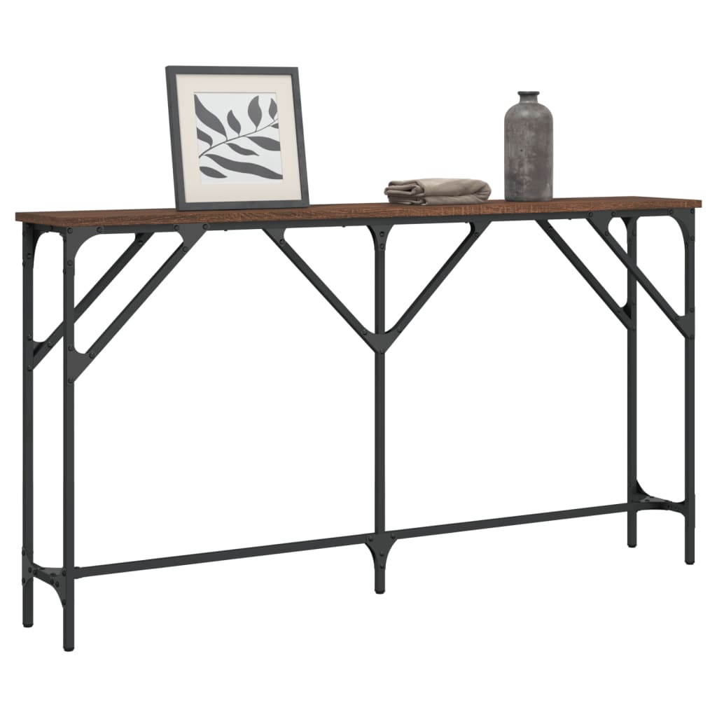 vidaXL Table console aspect chêne marron 140x23x75 cm Bois d'ingénierie