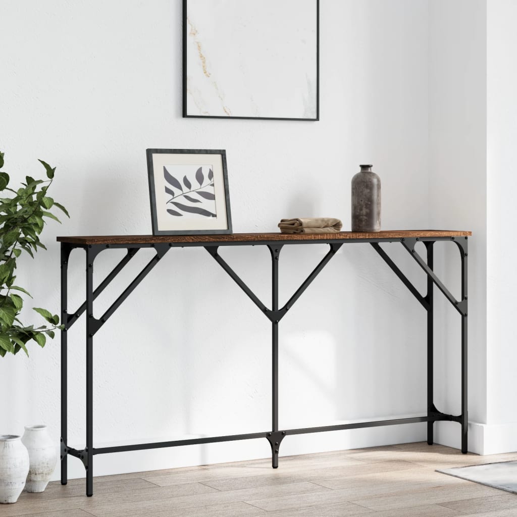 vidaXL Table console aspect chêne marron 140x23x75 cm Bois d'ingénierie