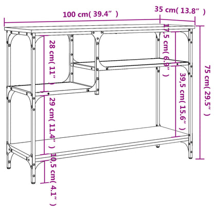 vidaXL Konsolentisch mit Ablagen Räuchereiche 100x35x75 cm