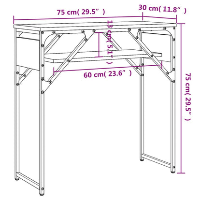 vidaXL Konsolentisch mit Ablage Grau Sonoma 75x30x75cm Holzwerkstoff