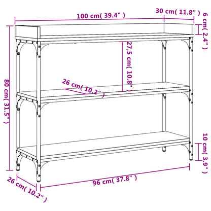 vidaXL Konsolentisch mit Ablagen Schwarz 100x30x80 cm