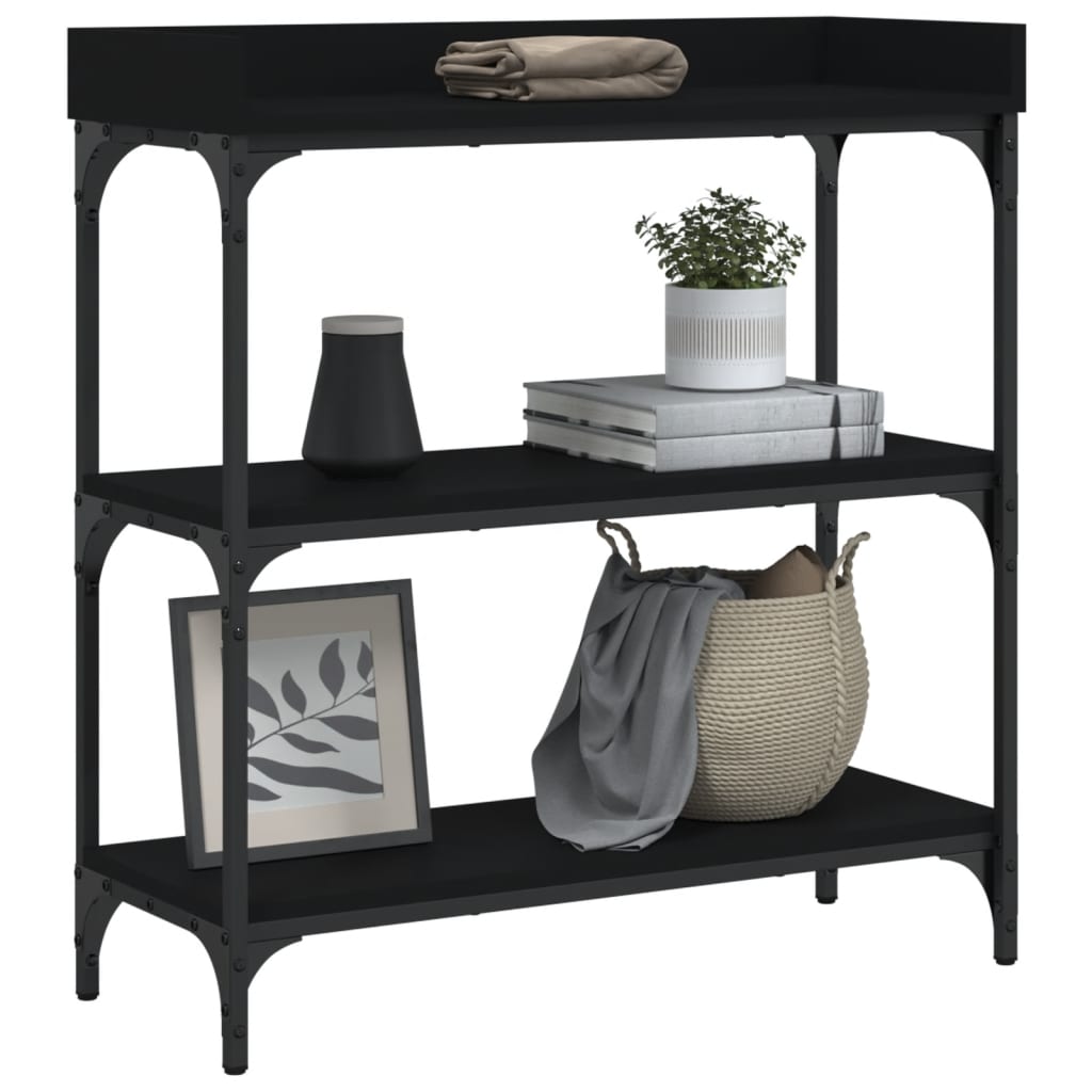 vidaXL Konsolentisch mit Ablagen Schwarz 75x30x80 cm