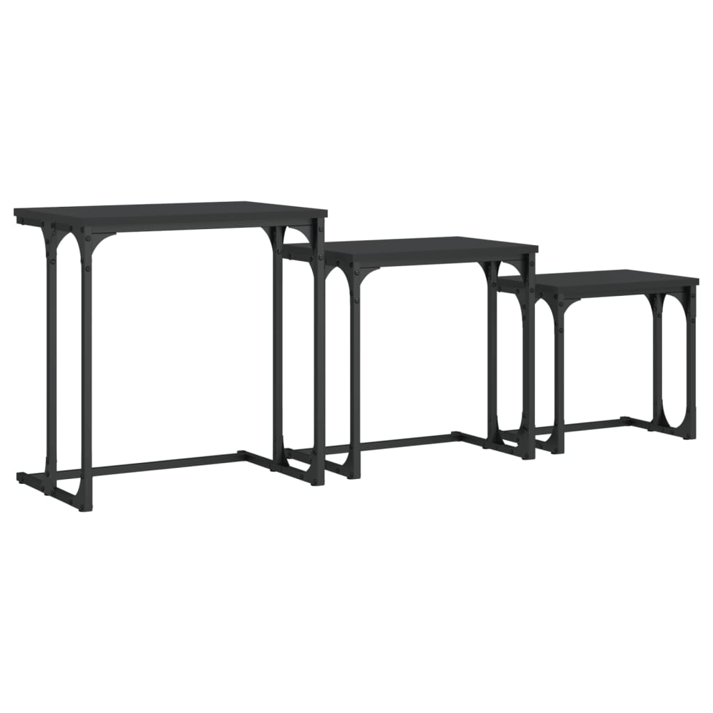 vidaXL Tables gigognes 3 pcs Noir Bois d'ingénierie