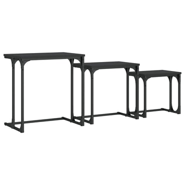 vidaXL Satztische 3 Stk. Schwarz Holzwerkstoff