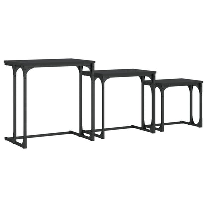 vidaXL Tables gigognes 3 pcs Noir Bois d'ingénierie