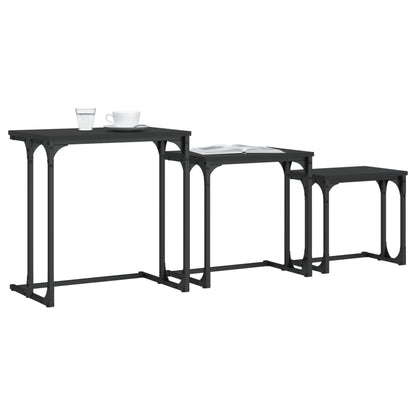 vidaXL Tables gigognes 3 pcs Noir Bois d'ingénierie