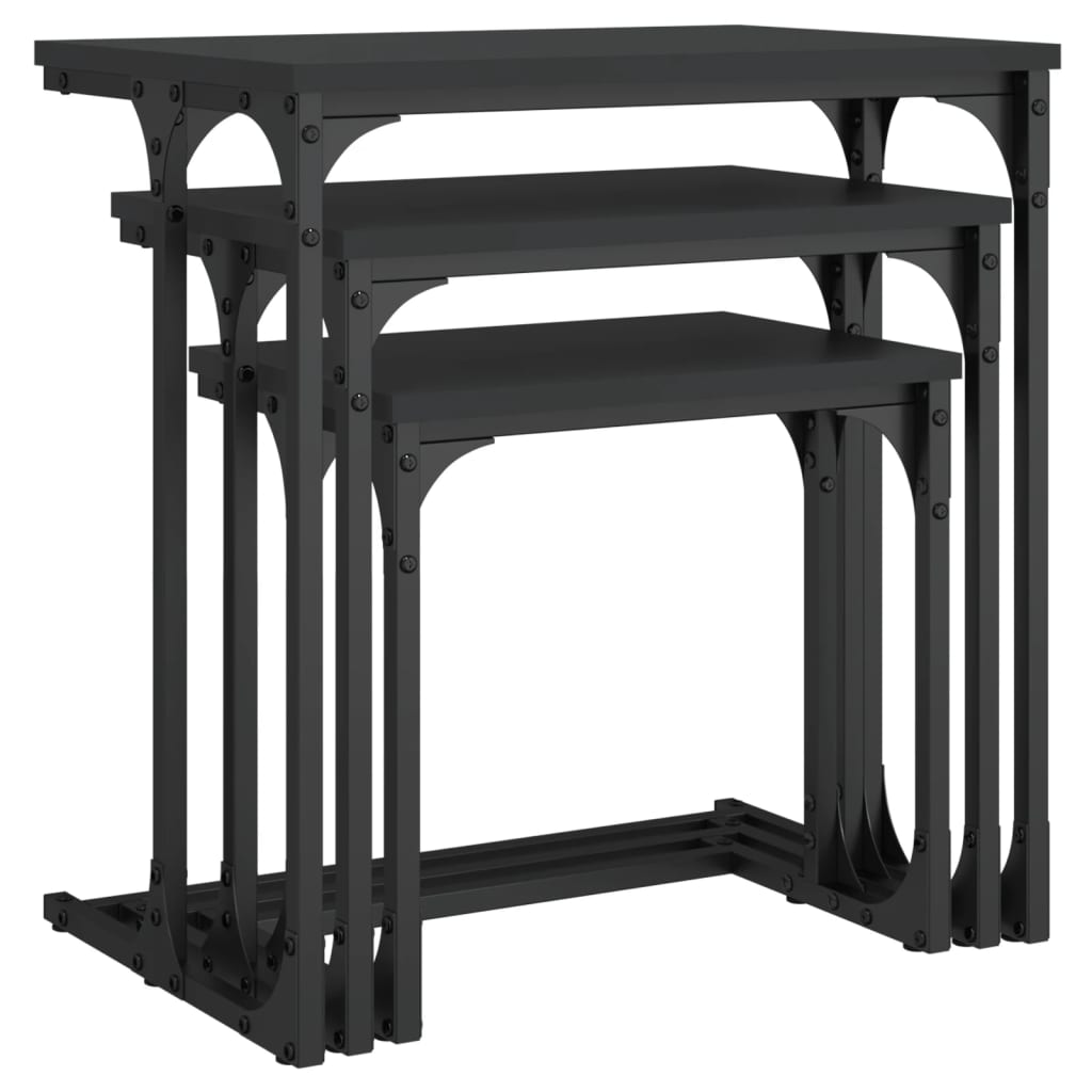 vidaXL Tables gigognes 3 pcs Noir Bois d'ingénierie