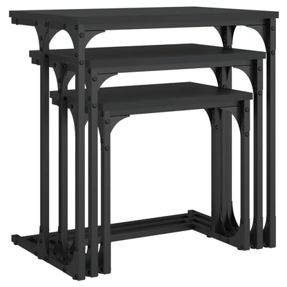 vidaXL Tables gigognes 3 pcs Noir Bois d'ingénierie