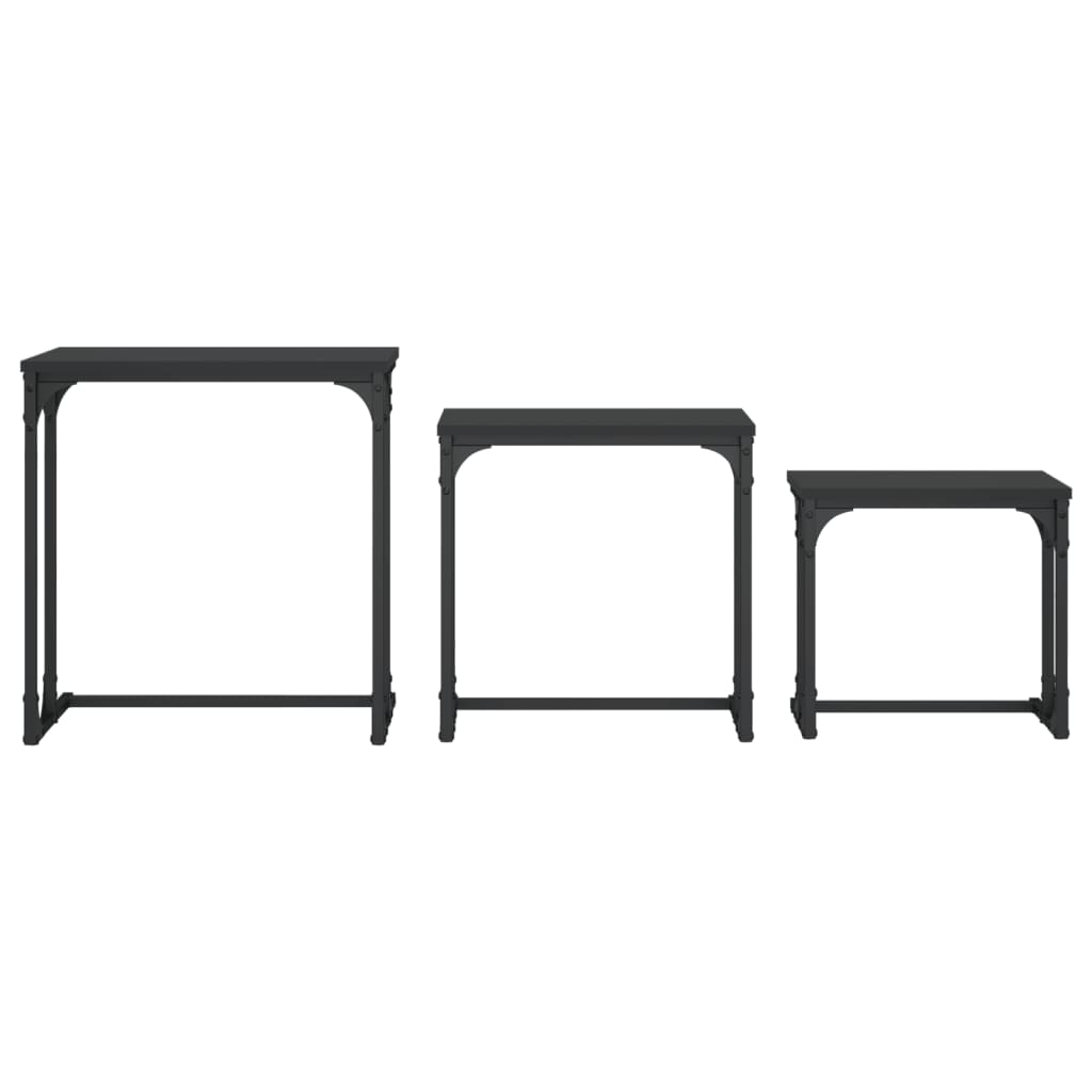 vidaXL Tables gigognes 3 pcs Noir Bois d'ingénierie