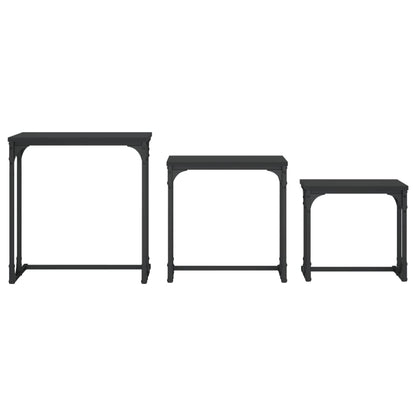 vidaXL Tables gigognes 3 pcs Noir Bois d'ingénierie