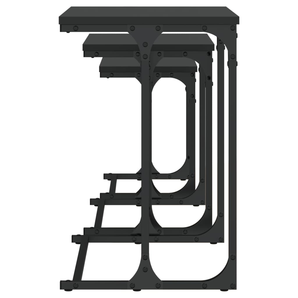 vidaXL Tables gigognes 3 pcs Noir Bois d'ingénierie