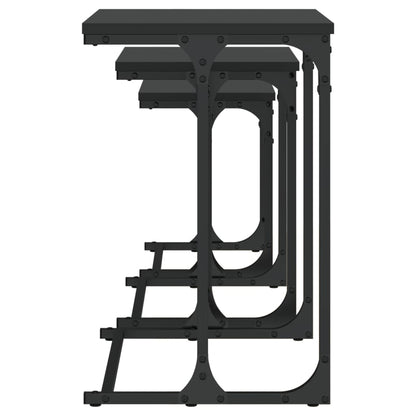 vidaXL Tables gigognes 3 pcs Noir Bois d'ingénierie