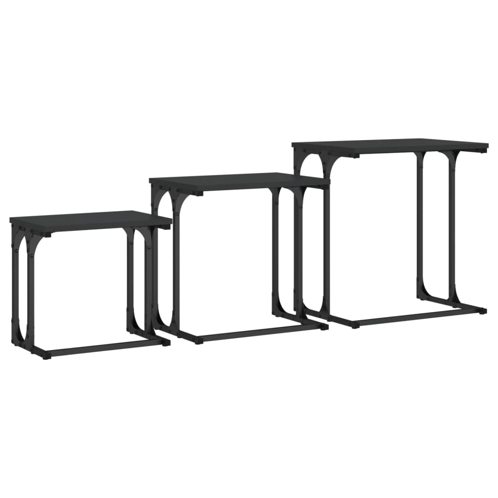 vidaXL Tables gigognes 3 pcs Noir Bois d'ingénierie