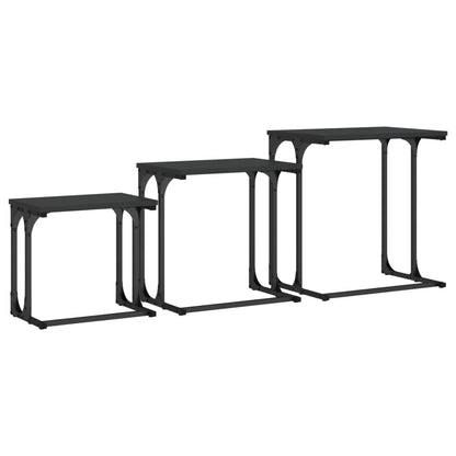 vidaXL Tables gigognes 3 pcs Noir Bois d'ingénierie