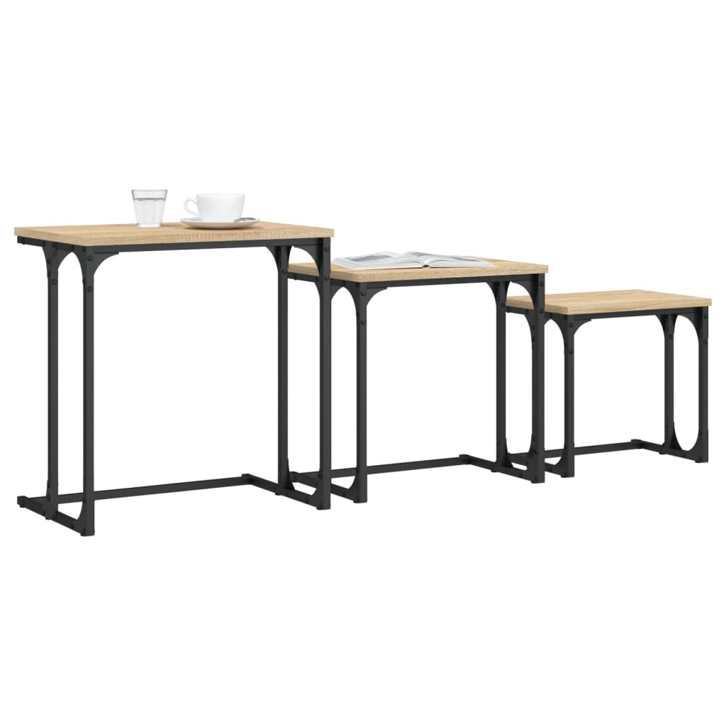 vidaXL Tables gigognes 3 pcs Chêne Sonoma Bois d'ingénierie