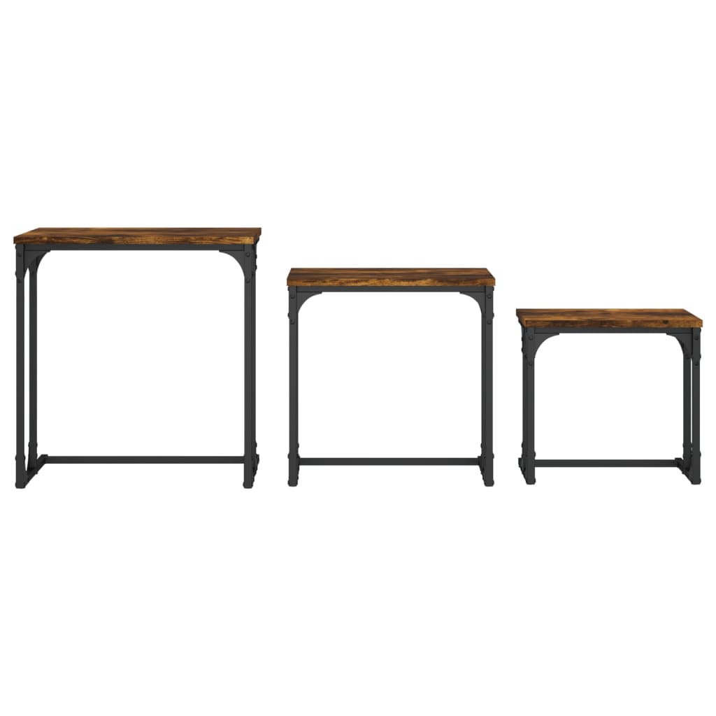vidaXL Tables gigognes 3 pcs Chêne fumé Bois d'ingénierie