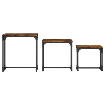vidaXL Tables gigognes 3 pcs Chêne fumé Bois d'ingénierie