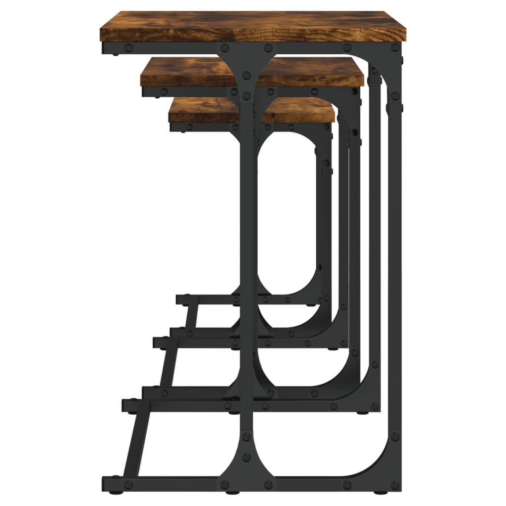 vidaXL Tables gigognes 3 pcs Chêne fumé Bois d'ingénierie
